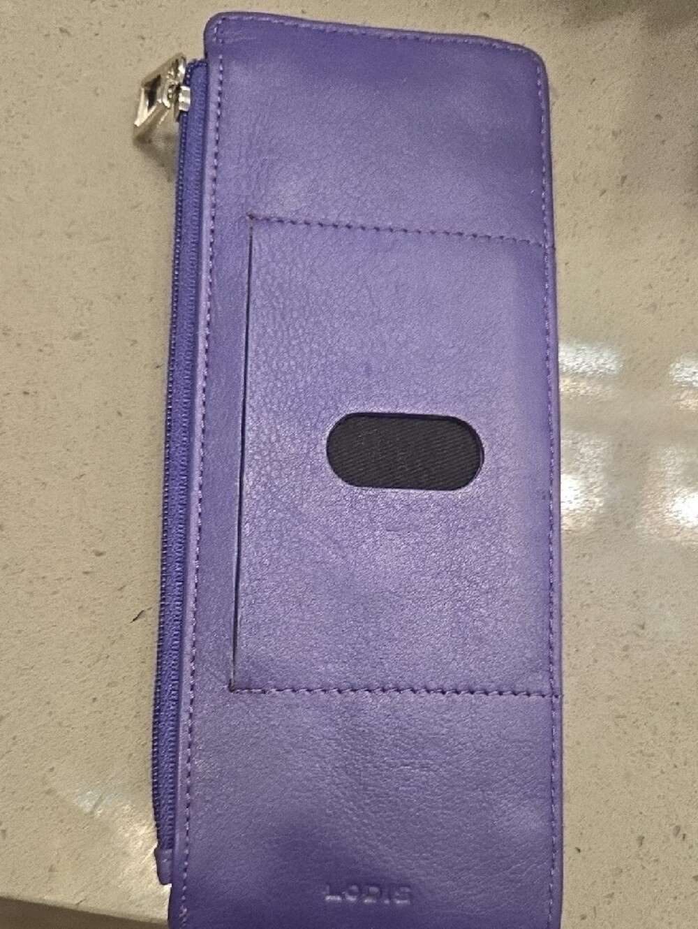 Lodis Purple Leather Zip-Around Card Organizer Wallet - Picture 3 of 5